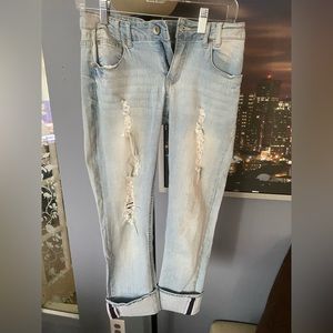 Vintage 90s Highway Jeans Womens Juniors Sz 5 Distressed Denim Ankle Distressed